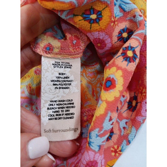 Soft Surroundings Boho Floral Striped Paisly Hippie Lightweight Long Sleeve... - Picture 10 of 10